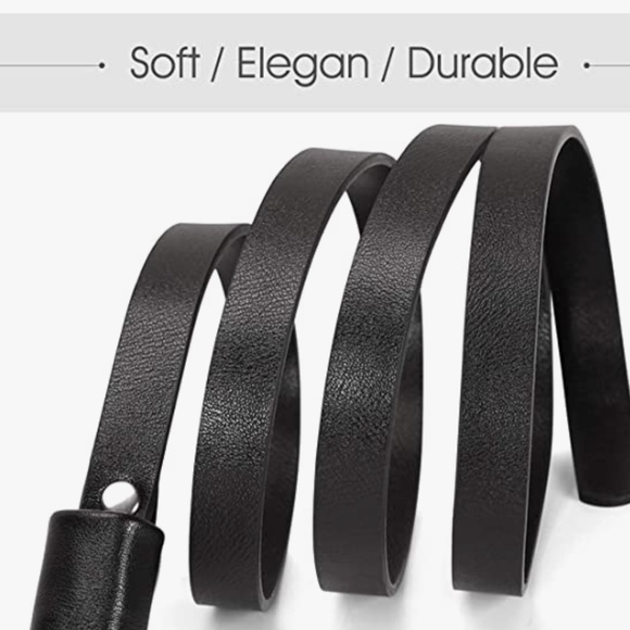 Women PU Leather Skinny Belt for Dress Adjustable Thin Waist Belt for Lady main image 6